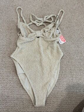 FP Movement by Free People Cream Textured One-Piece Swimsuit